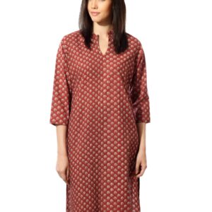 Fabindia Women Printed Maroon Kurta