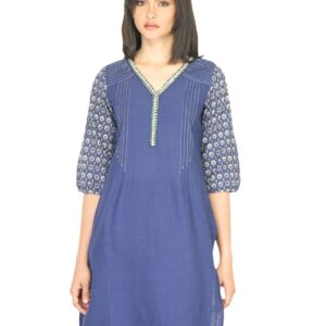 W Women Solid Navy Blue Kurta
