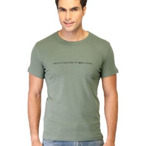 United Colors of Benetton Men Solid Green Tshirts