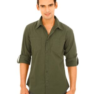 United Colors of Benetton Men Olive Shirts