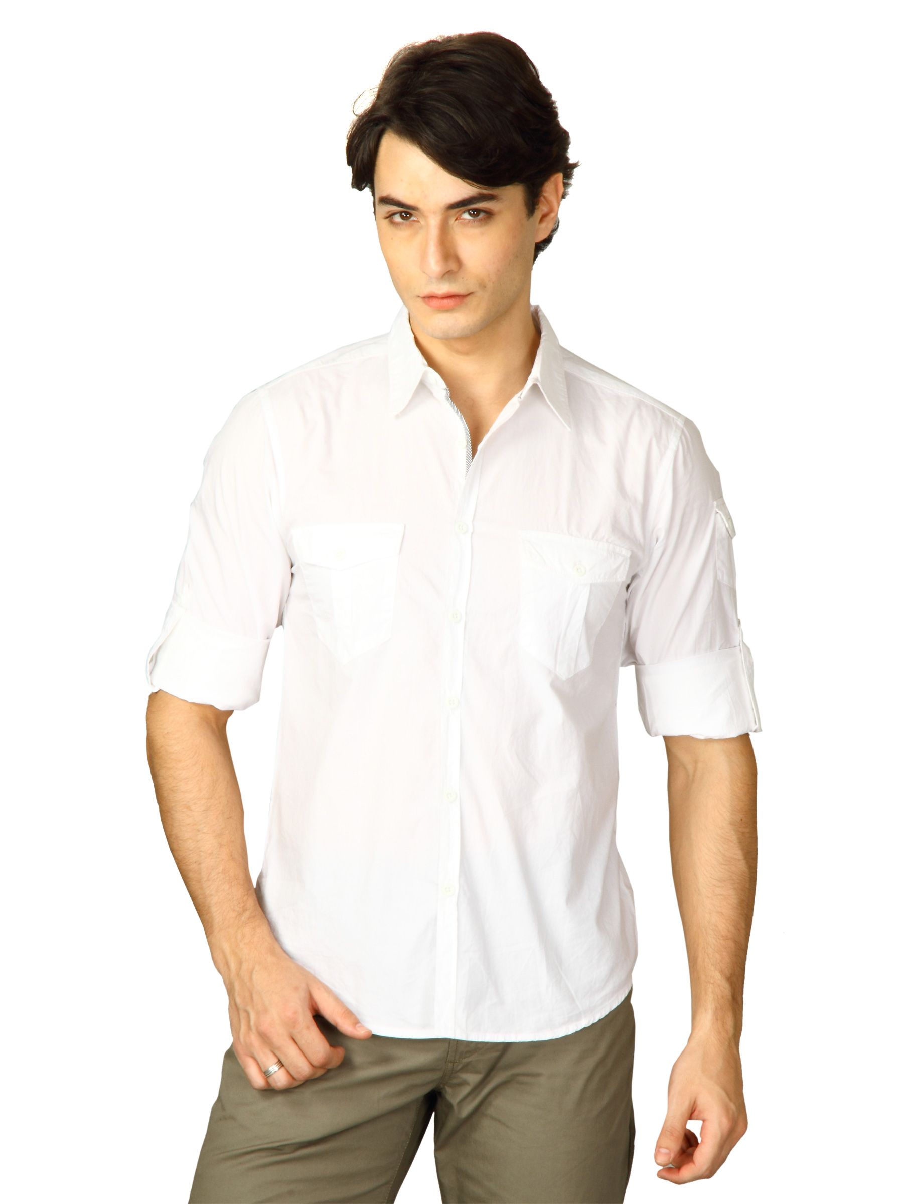 Spykar Men Ranger Solid White Shirts
