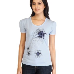 Tokyo Talkies Women Printed Blue Top