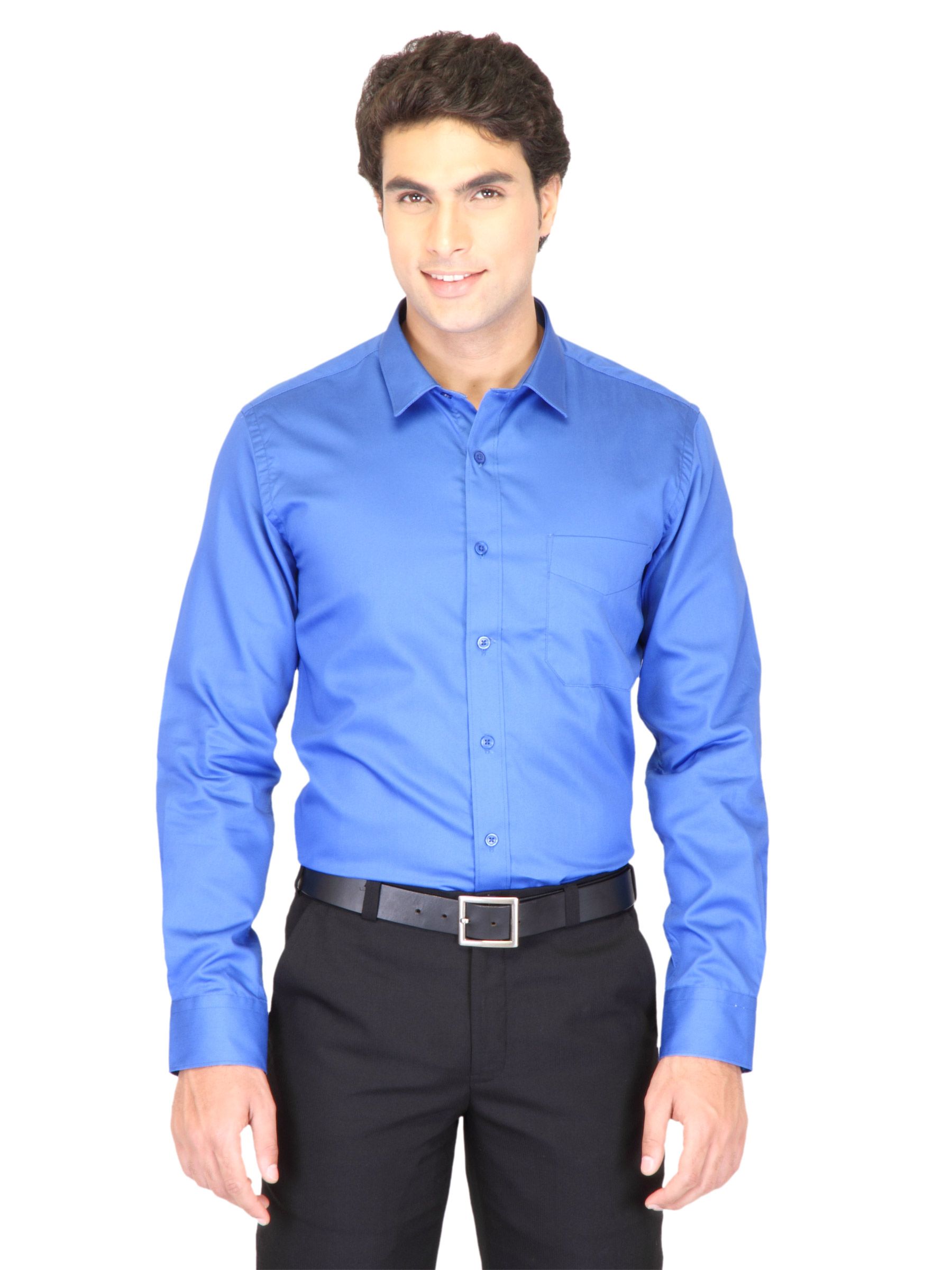 Mark Taylor Men Solid Blue Shirts