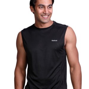 Reebok Men Sleeveless Black T-shirt