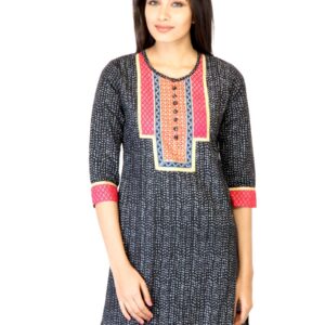 Mother Earth Women Black Printed Kurta