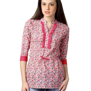 Mumbai Slang Women Floral Pink Kurti