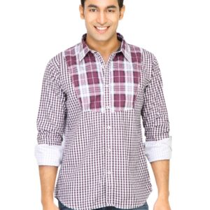 Probase Men Double Pattern Check White Shirts