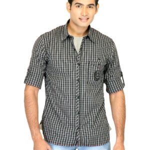 Scullers Men Check Black Shirts