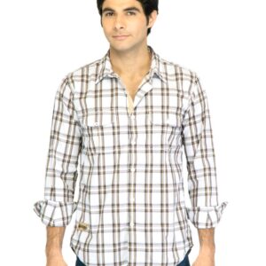 Basics Men White Slim Fit Checked Shirt