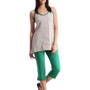 SDL by Sweet Dreams Women Grey & Green Night suits