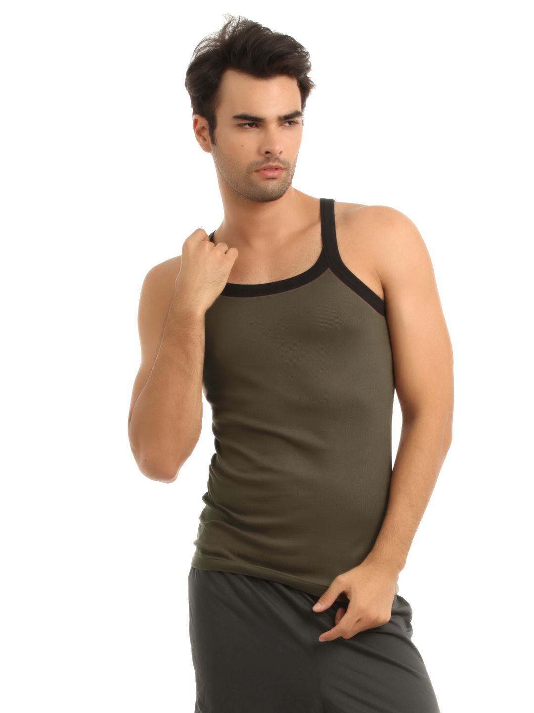 Hanes Men Olive Innerwear Vest