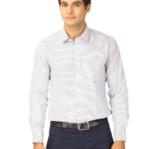 Mark Taylor Men Black & White Striped Shirt