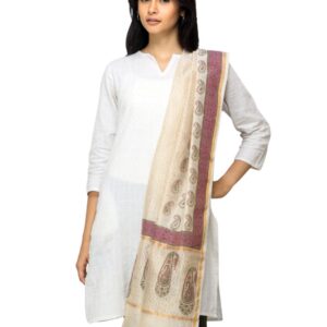 Fabindia Women Printed Beige Dupatta