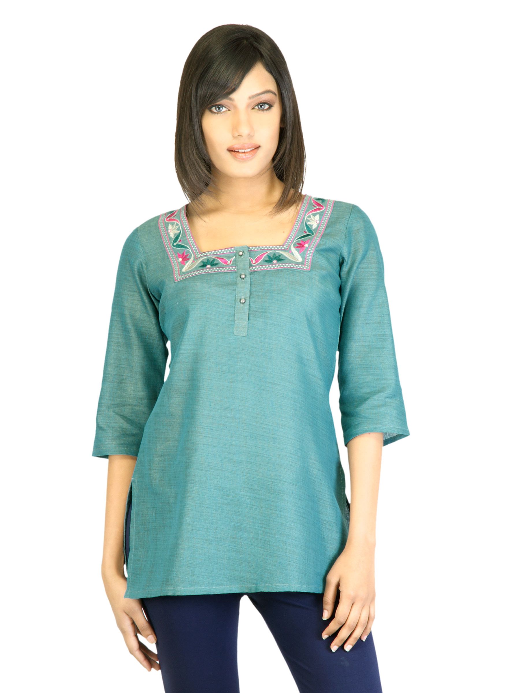 Aurelia Women Turquoise Blue Kurti