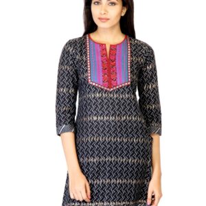Mother Earth Women Black Printed Kurta