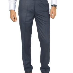 Genesis Men Solid Navy Blue Trousers