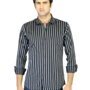Provogue Men Striped Black Shirt