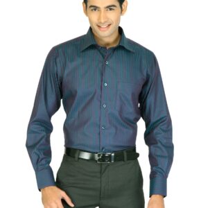Genesis Men Green & Purple Striped Shirt