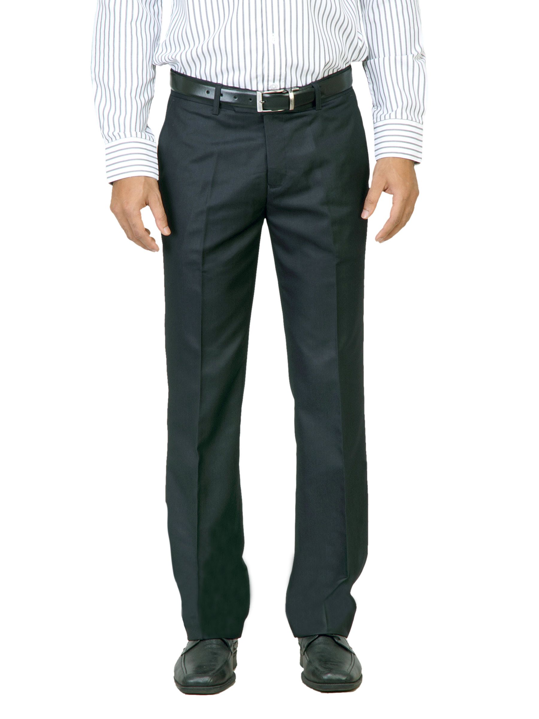 Genesis Men Solid Navy Blue Trousers