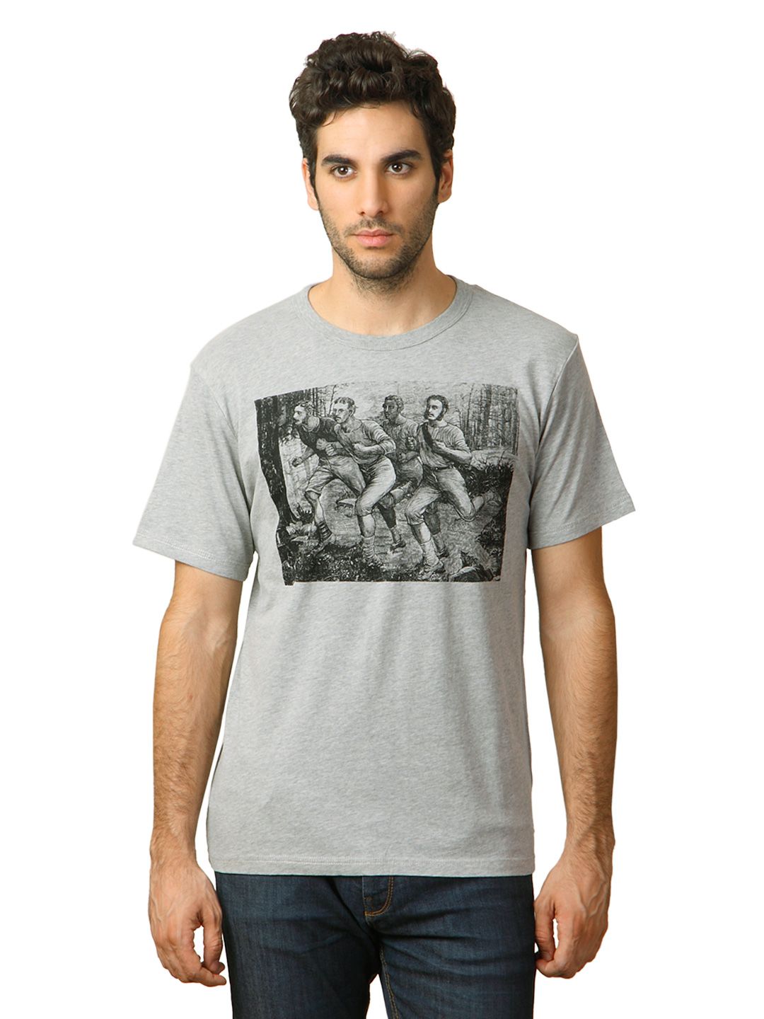 French Connection Men Grey Melange T-shirt