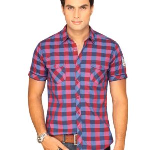 Locomotive Men Red Blue Checked Shirt