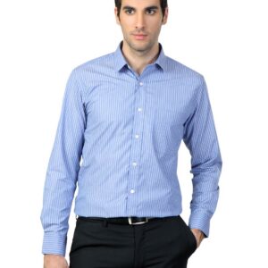 Mark Taylor Men Blue Striped Shirt