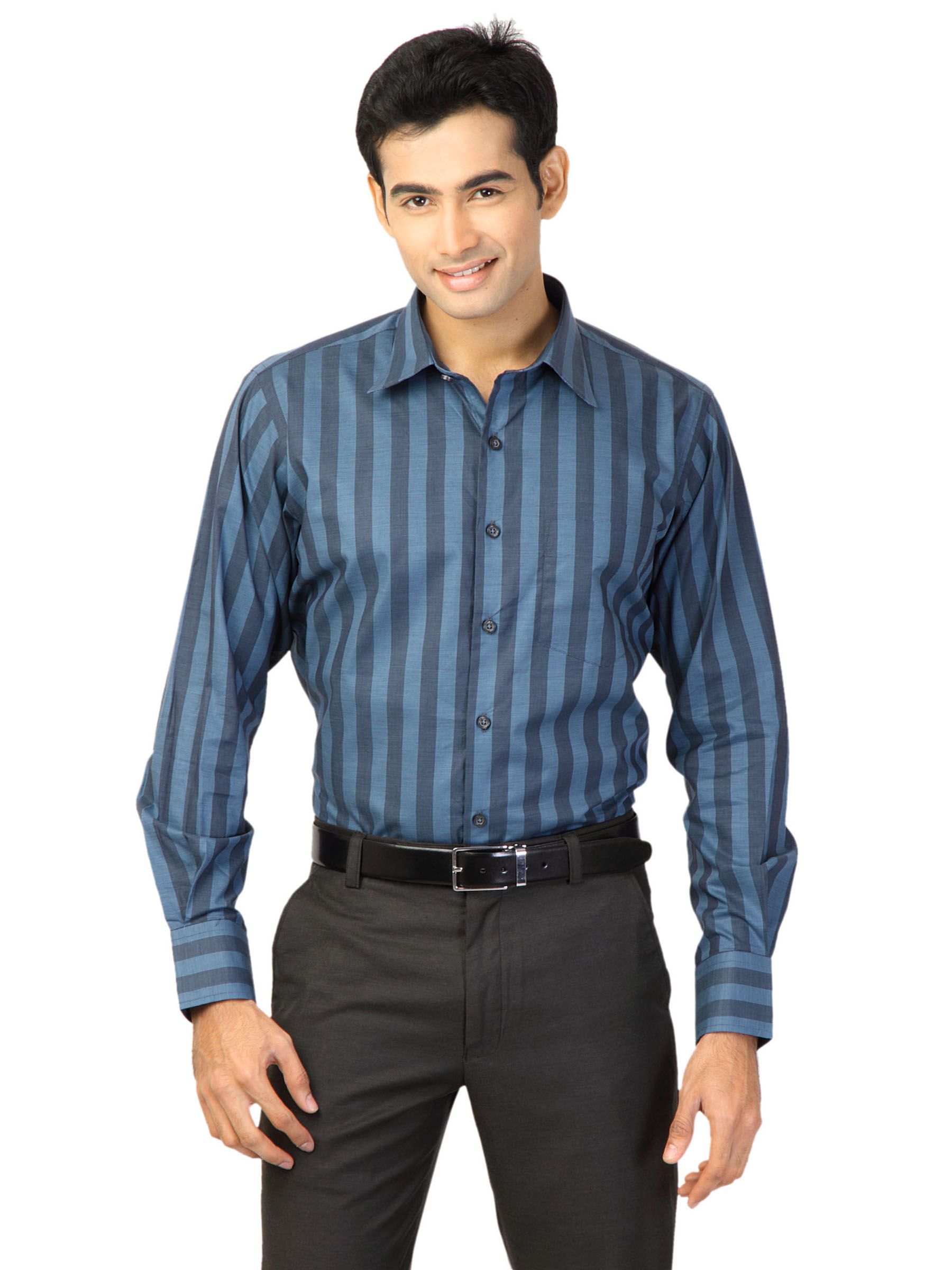 Genesis Men Stripes Blue Shirts