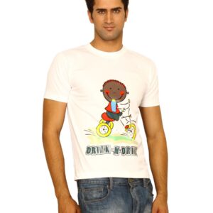 Myntra Men's Drink N Drive White T-shirt