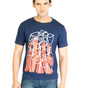 Peter England Men Printed Blue TShirt