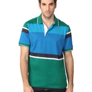 Wills Lifestyle Men Blue & Green T-Shirt