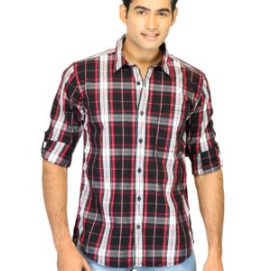 Basics Men Black Slim Fit Checked Shirt