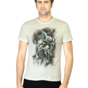 Batman Men Off White Printed T-shirt