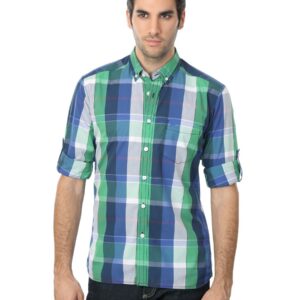 Wrangler Men Green & Blue Check Shirt