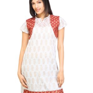Mother Earth Women Printed White Kurtas