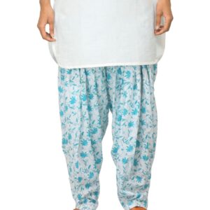 Fabindia Women Printed White & Blue Patiala