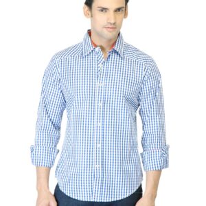 United Colors of Benetton Men Blue Check Shirt