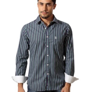 U.S.Polo Assn. Men Striped Navy Blue Shirt
