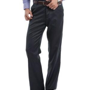 Mark Taylor Men Charcoal Black Striped Trousers