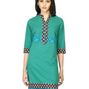 Mother Earth Women Printed Green Kurta