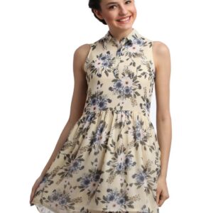 Femella Women Cream Printed Dress
