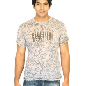 United Colors of Benetton Men Printed White Tshirts