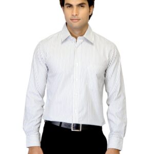 Mark Taylor Men Striped White Shirt