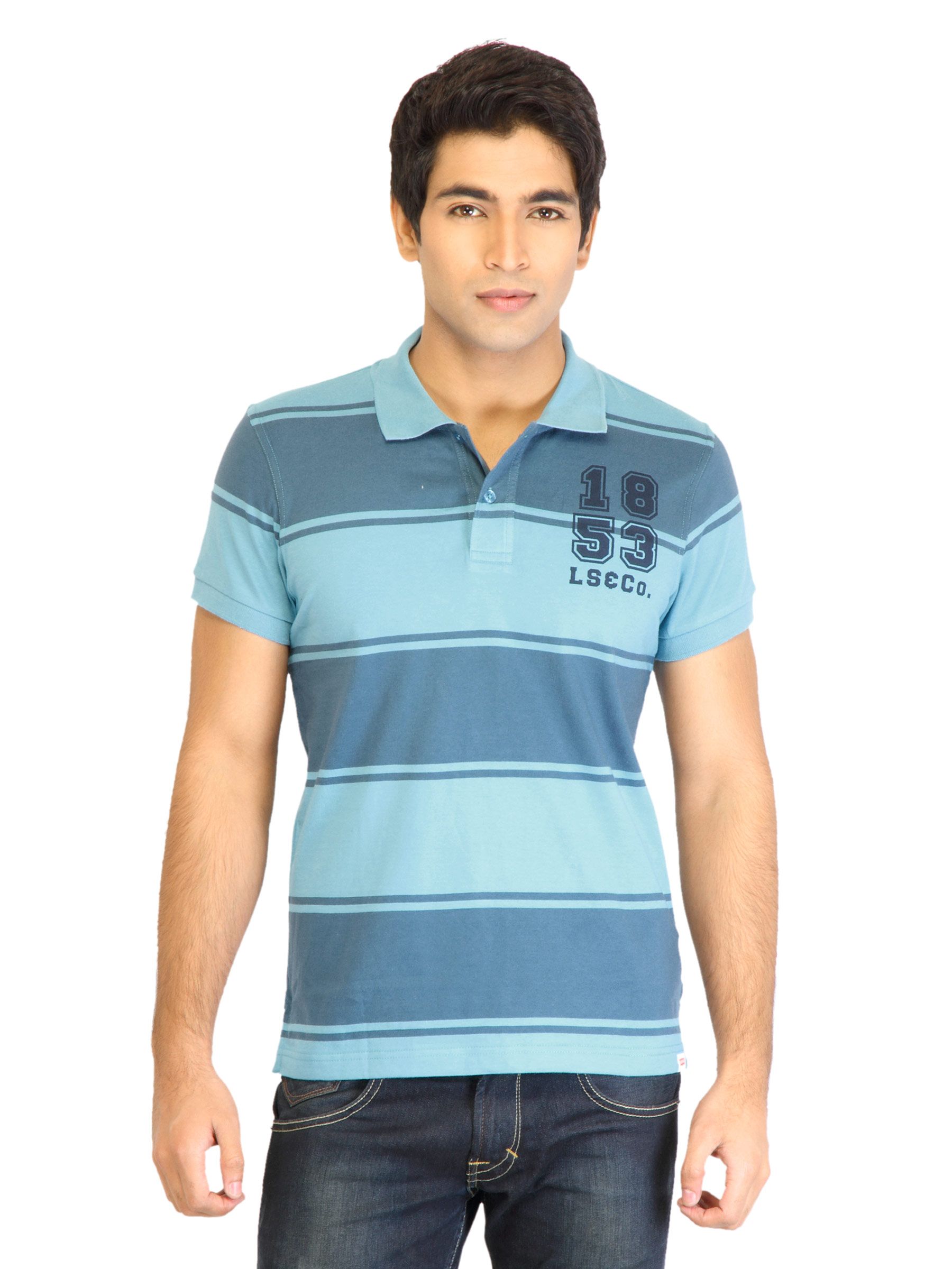 Levi's Men Stripes Blue Tshirts