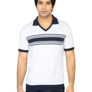 John Players Men Stripes White T-Shirt