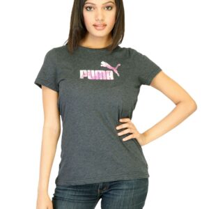 Puma Women Dark Heather Fuchsia Grey Tshirts