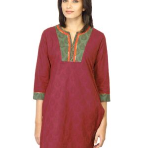 Mother Earth Women Printed Maroon Kurta