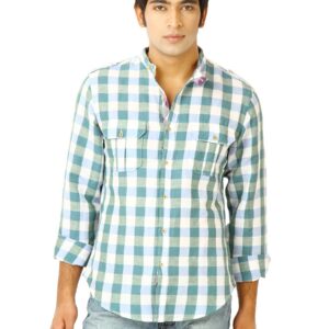 United Colors of Benetton Men Checks Green Shirt