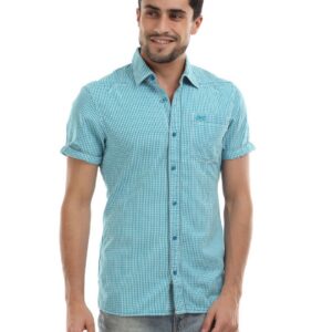 s.Oliver Men Blue and White Checked Shirt