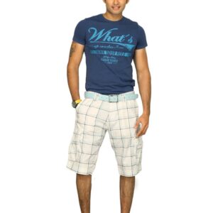 s.Oliver Men's Blue Black Stripes White Short